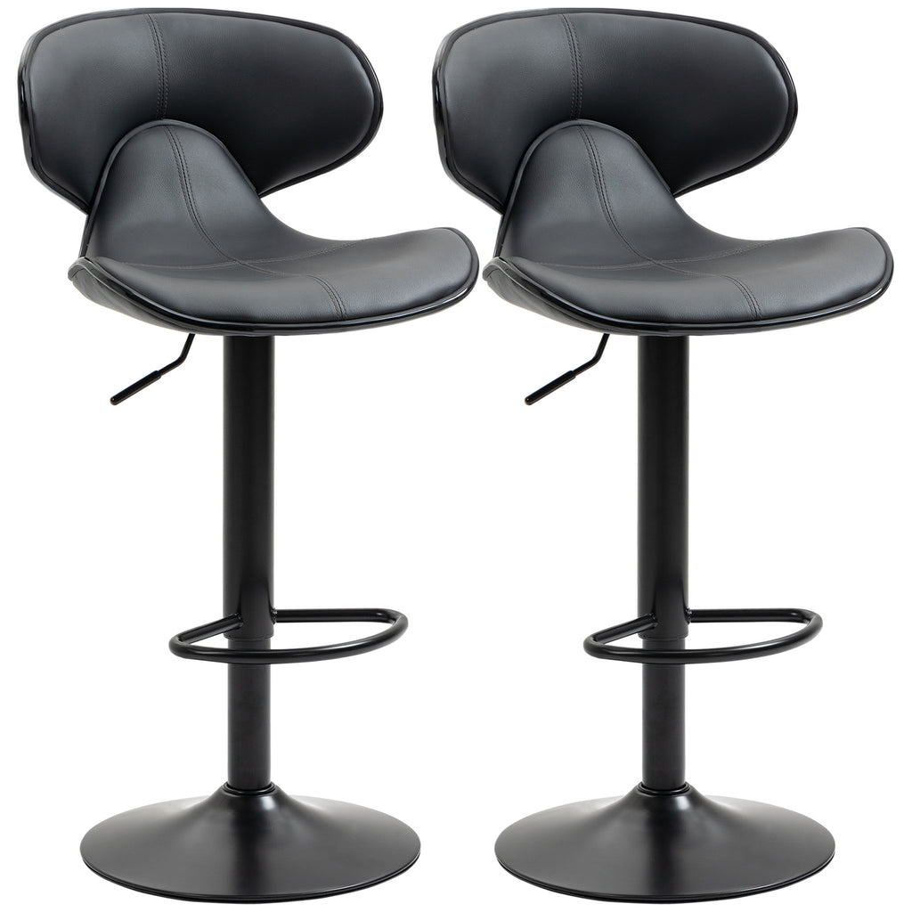 DodiOnline Adjustable Swivel Bar Stools Set of 2, Barstools with Footrest and Backrest, Steel Frame Gas Lift, for Kitchen Counter Dining Room, Grey