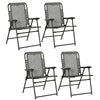 DodiOnline  Pieces Patio Folding Chair Set, Outdoor Portable Loungers for Camping Pool Beach Deck, Lawn Chairs with Armrest Steel Frame, Mixed Grey