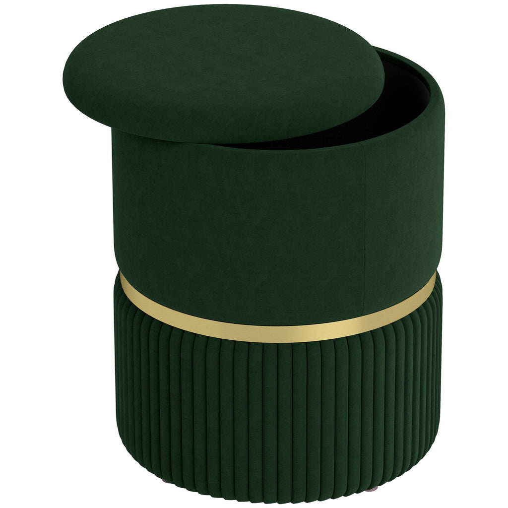 DodiOnline Velvet-Feel Storage Ottoman - Green