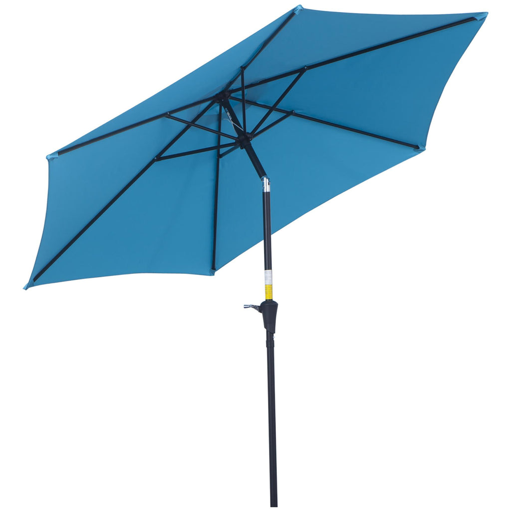 DodiOnline 2.7M Garden Parasol Umbrella with Tilt and Crank, Outdoor Sun Parasol Sunshade Shelter with Aluminium Frame, Blue