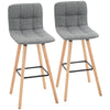 DodiOnline Bar stool Set of 2 Armless Button-Tufted Counter Height Bar Chairs with Wood Legs & Footrest, Grey