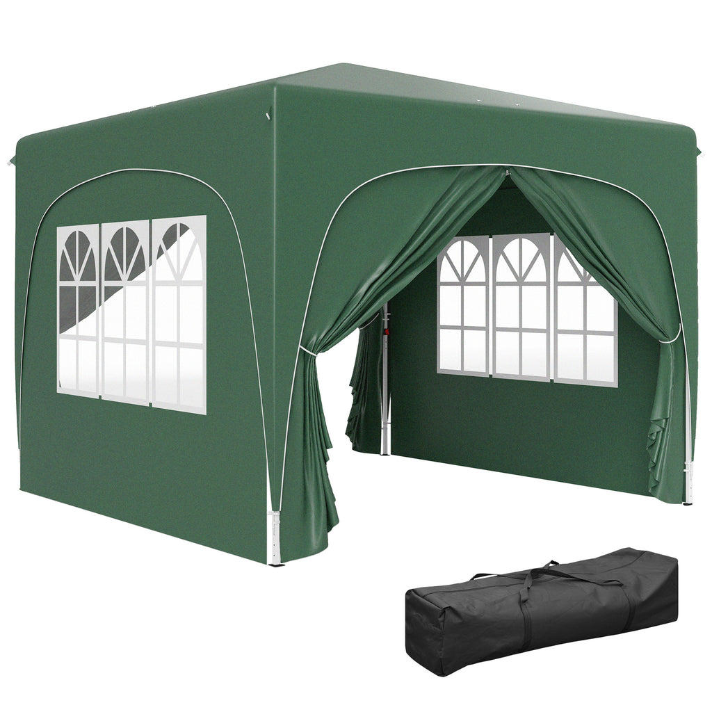 DodiOnline 3 x 3m Pop-Up Gazebo Shelter, with Accessories - Dark Green