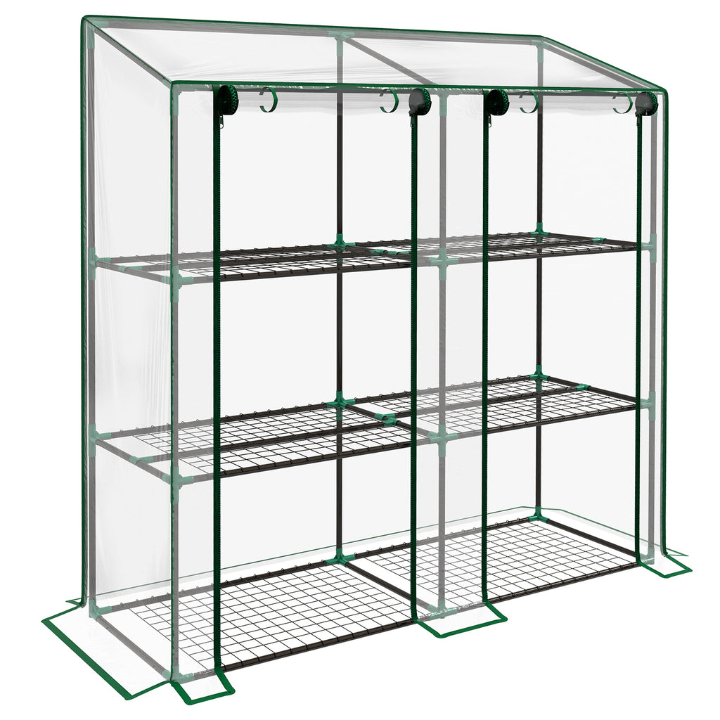 DodiOnline 46 x 143cm Mini Lean-To Greenhouse, with Three Inner Shelves