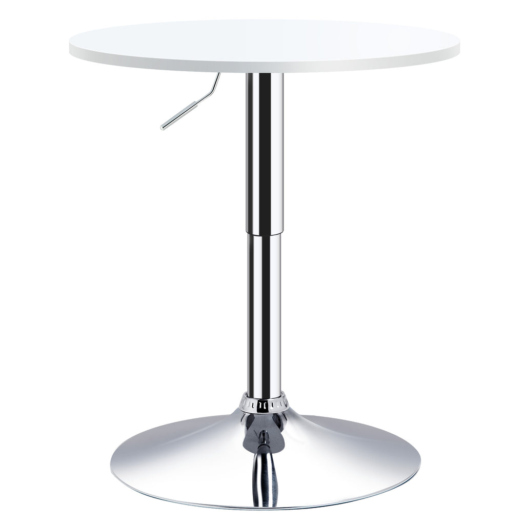 DodiOnline Bar Table ?60cm Adjustable Height Round Bistro Table w/ Swivel Top Metal Frame Counter Surface Stylish Kitchen Conservatory White
