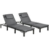 DodiOnline Set of Two Reclining Rattan Sun Loungers, with Cushions - Grey