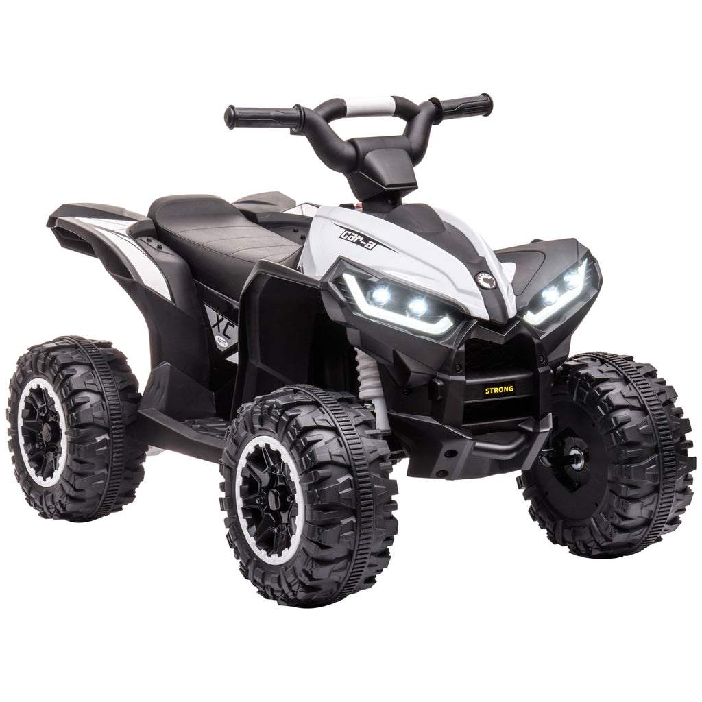 DodiOnline 12V Ride-On Quad Bike w/ Music, Horn, for Ages 3-5 Years - White
