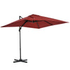 DodiOnline 2.5 x 2.5m Patio Offset Parasol Umbrella Cantilever Hanging Aluminium Sun Shade Canopy Shelter 360° Rotation with Crank Handle and Cross Base, Wine Red
