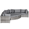 DodiOnline 6 Pieces Outdoor PE Rattan Wicker Sofa Set with 10cm Thick Padded Cushionsand Half Round Patio Conversation Furniture Set with Angled Corner Designand Ottomansand and Back Pillows, Grey