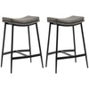 DodiOnline Breakfast Bar Stools Set of 2, Microfibre Upholstered Barstools, Industrial Bar Chairs with Curved Seat and Steel Frame for Dining Room, Kitchen, Grey