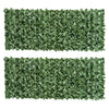 DodiOnline 2-Piece Artificial Leaf Hedge Screen Privacy Fence Panel for Garden Outdoor Indoor Decor, Dark Green, 2.4M x 1M