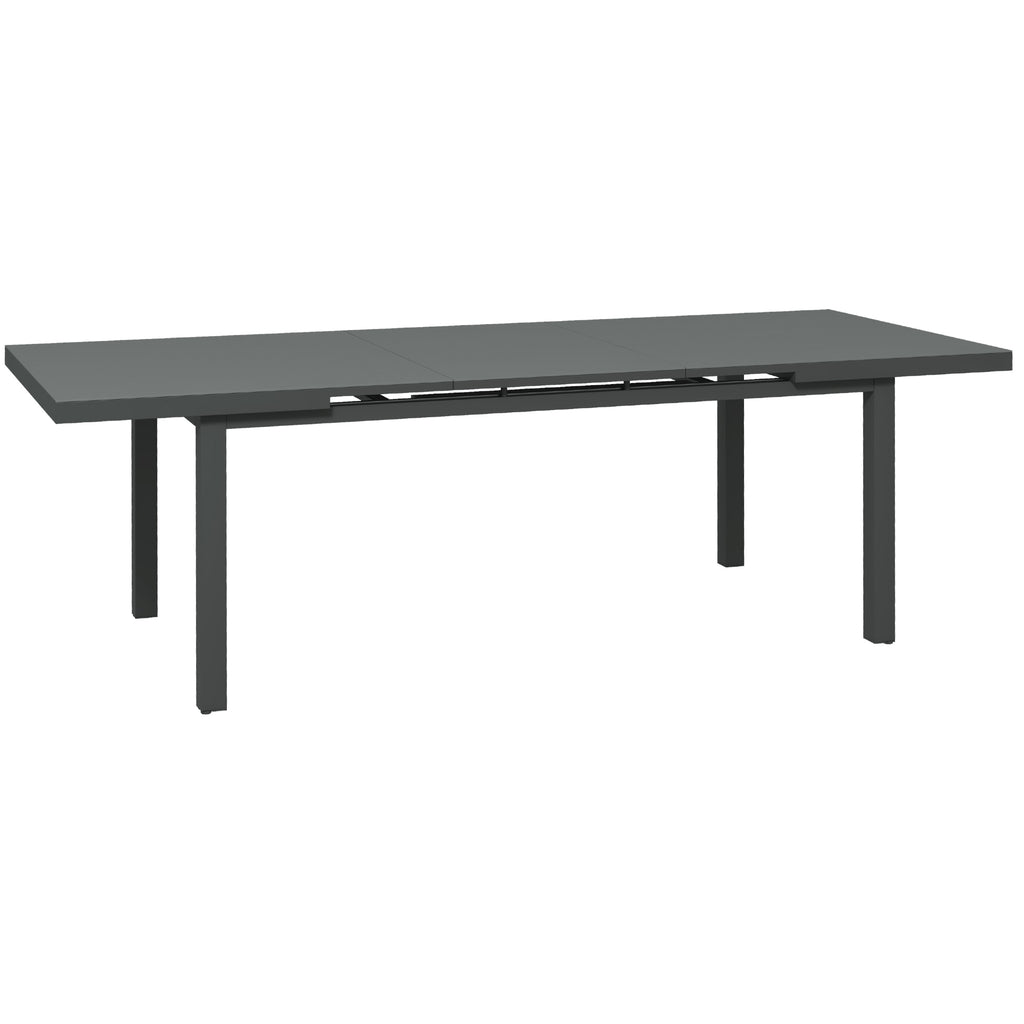 DodiOnline Aluminium Garden Table for 6-8, Extending Outdoor Dining Table Rectangle for Lawn Balcony - Charcoal Grey