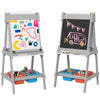 AIYAPLAY Art Easel for Kids with Paper Roll, Double Sided Painting Easel with Chalk Board, White Board
