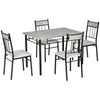 DodiOnline Five-Piece Marble Effect Dining Table Set - Grey/Black