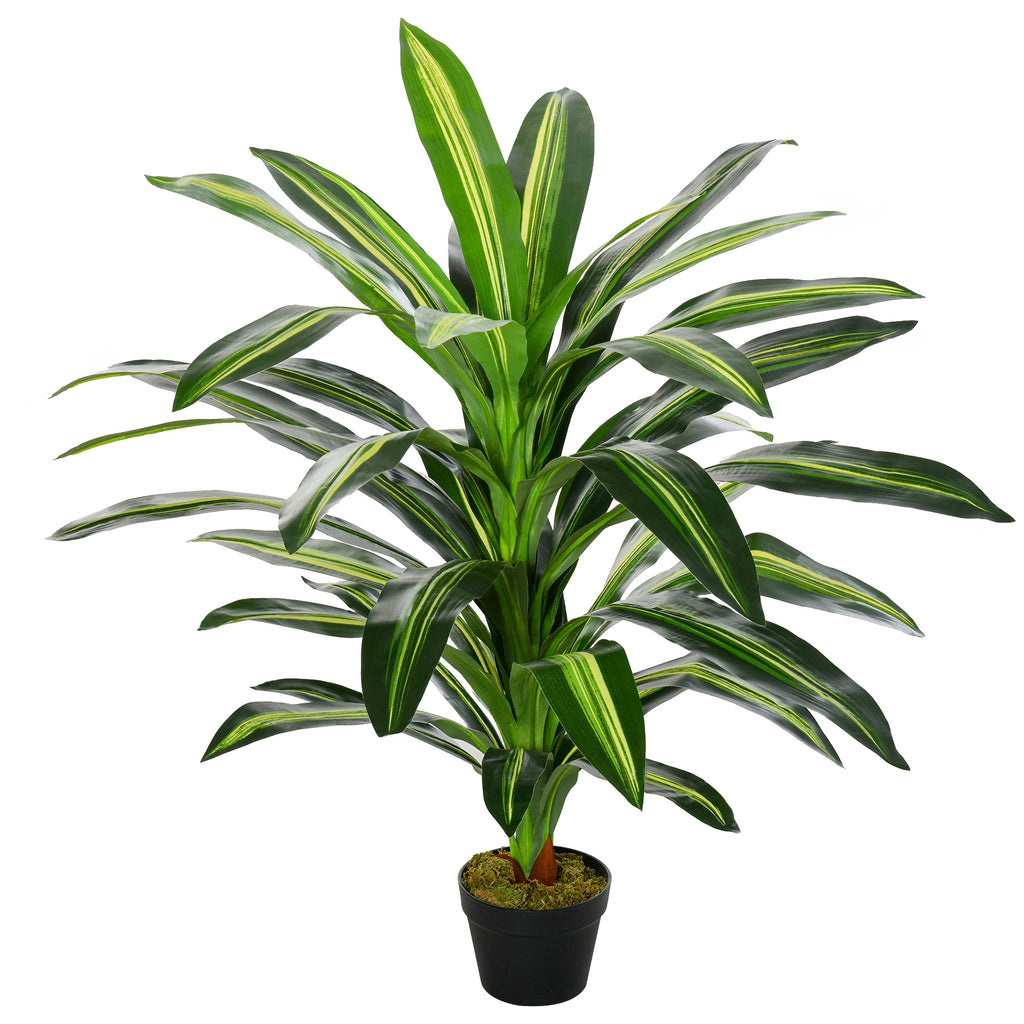 DodiOnline 110cm/3.6FT Artificial Dracaena Tree Decorative Plant 40 Leaves with Nursery Pot, Fake Tropical Tree for Indoor Outdoor Décor