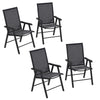 DodiOnline Set of 4 Folding Garden Chairs, Metal Frame Garden Chairs Outdoor Patio Park Dining Seat with Breathable Mesh Seat, Dark Grey