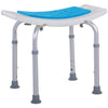 DodiOnline 6-Level Height Adjustable Aluminium Bath Room Stool Chair Shower Non-Slip Design w/ Padded Seat Drainage Holes Foot Pad, Blue