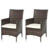 DodiOnline 2 PC Outdoor Rattan Armchair Dining Chair Garden Patio Furniture w/ Armrests Cushions Mixed Brown