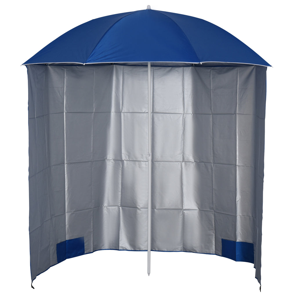 DodiOnline 88" Arc 2.2M Fishing Umbrella Beach Parasol with Sides Brolly Shelter Canopy Shade with FREE Carry Bag Blue