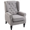 DodiOnline Retro Accent Chair, Wingback Armchair with Wood Frame Button Tufted Design for Living Room Bedroom, Grey