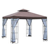 DodiOnline 3 x 3(m) Patio Gazebo Canopy Garden Pavilion Tent Shelter with 2 Tier Roof and Mosquito Netting, Steel Frame, Coffee