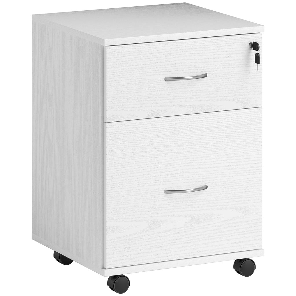 DodiOnline Two Drawer Lockable Filing Cabinet - White Wood Grain