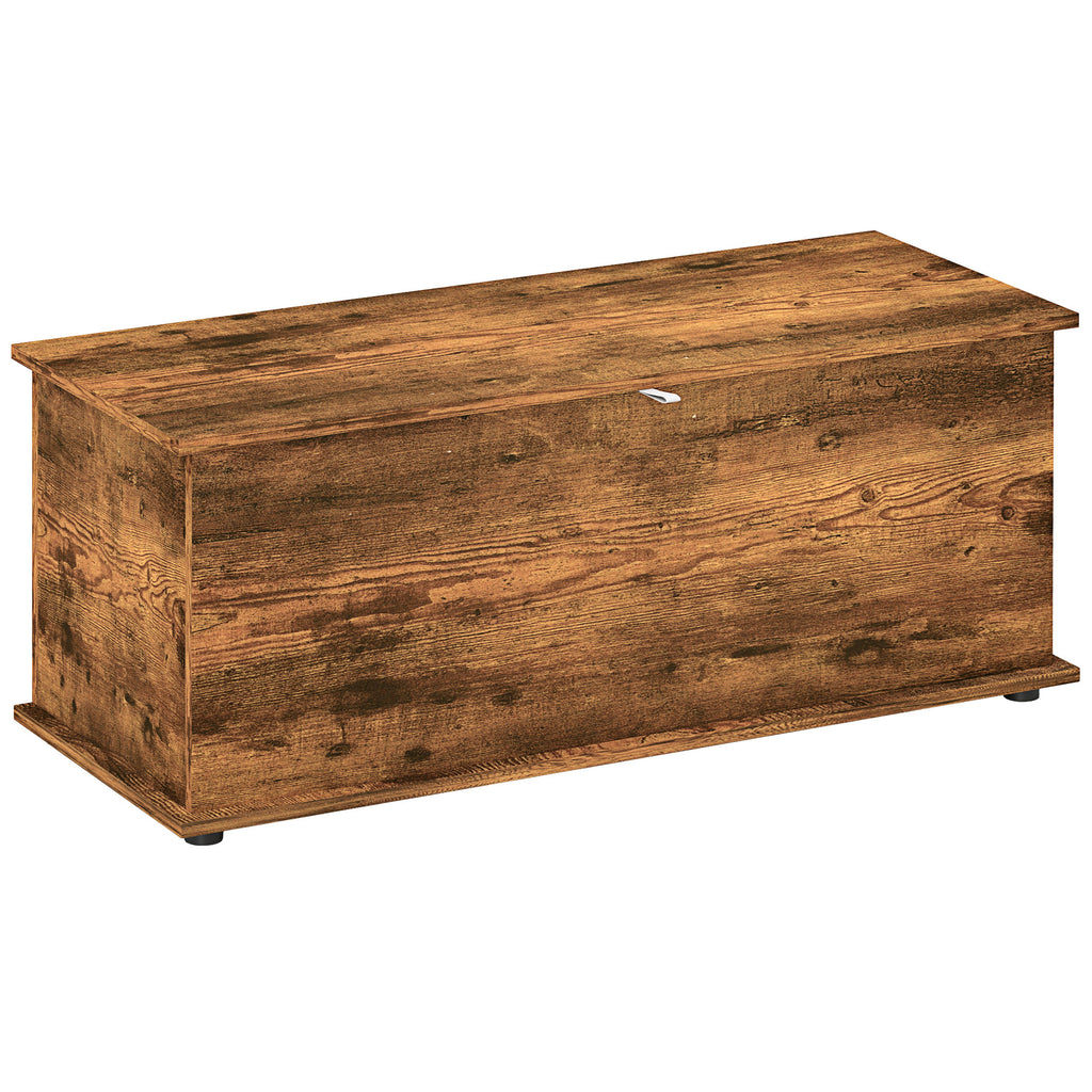 DodiOnline 113L Storage Chest, Storage Box with Flip-Top Lid and 2 Safety Hinges, Storage Trunk for Living Room, Entryway, 100 x 40 x 40 cm, Rustic Brown