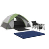 DodiOnline Camping Tent with Inflatable Mattress and Camping Table&Chair, 2-3 Person Dome Tent with Sewn-in Groundsheet, Portable 3000mm Waterproof Tent with Carry Bag and Hook, for Fishing Hiking