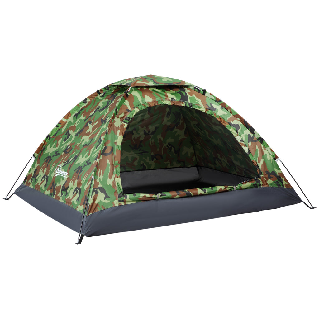 DodiOnline 2 Person Camping Tent, Dome Tent with Zipped Doors, Storage Pocket, Portable Handy Bag, Multicoloured