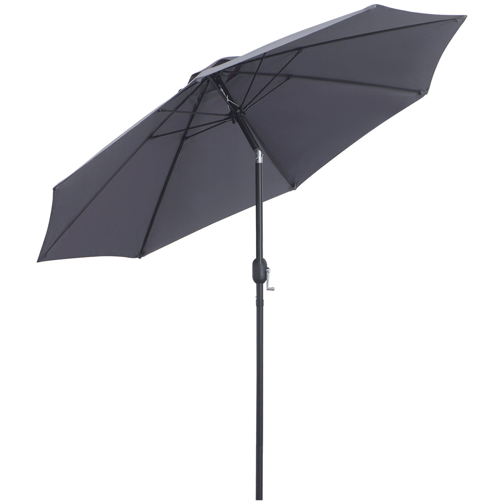 DodiOnline 2.7M Garden Parasol Umbrella with Glass Fibre Ribs and Aluminium Frame, Tilting Sun Shade Shelter Canopy, Charcoal Grey