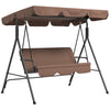 DodiOnline Three-Seat Garden Swing Chair, with Adjustable Canopy - Brown