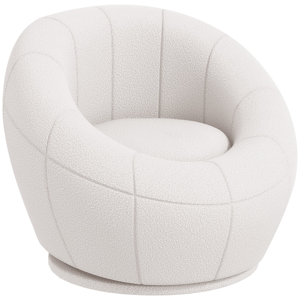 DodiOnline Modern Accent Chair, Swivel Upholstered Armchair for Living Room, Bedroom, Home Office, White