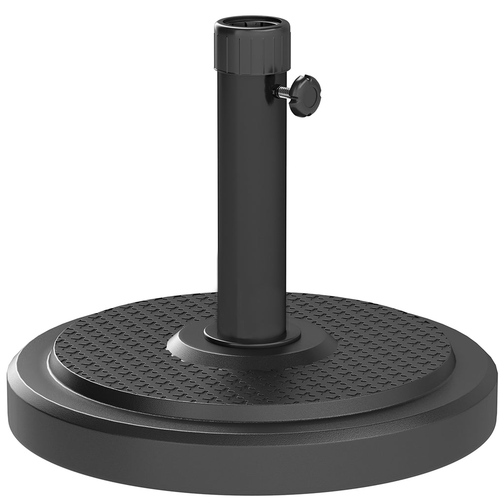 DodiOnline 22kg Garden Parasol Base, Round HDPE Sun Umbrella Base, Heavy Duty Outdoor Umbrella Stand for 38mm or 48mm Outdoor Umbrella Poles, Black