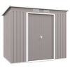 DodiOnline Outdoor Lean to Garden Metal Equipment Tool Storage Shed w/ Foundation Kit, Double Door, Vents and Sloped Roof, Grey