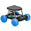 DodiOnline Garden Cart with Wheels, Garden Stool Trolley with Tool Tray, Rolling Garden Seat for Weeding, Planting, Blue