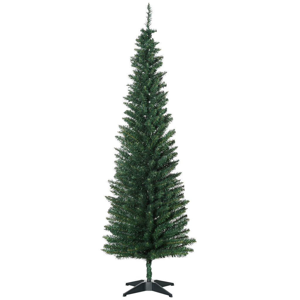 DodiOnline 6ft Unlit Artificial Christmas Tree, Pencil Slim Xmas Tree with Solid Stand and Realistic Branches, Green