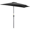 DodiOnline 2.7m Garden Half Parasol, Outdoor Balcony Umbrella with 5 Steel Ribs, Patio Sun Shade, Black