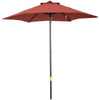 DodiOnline 2m Garden Parasol Umbrella, Outdoor Sun Shade with 6 Sturdy Ribs for Balcony, Bench, Garden, Wine Red