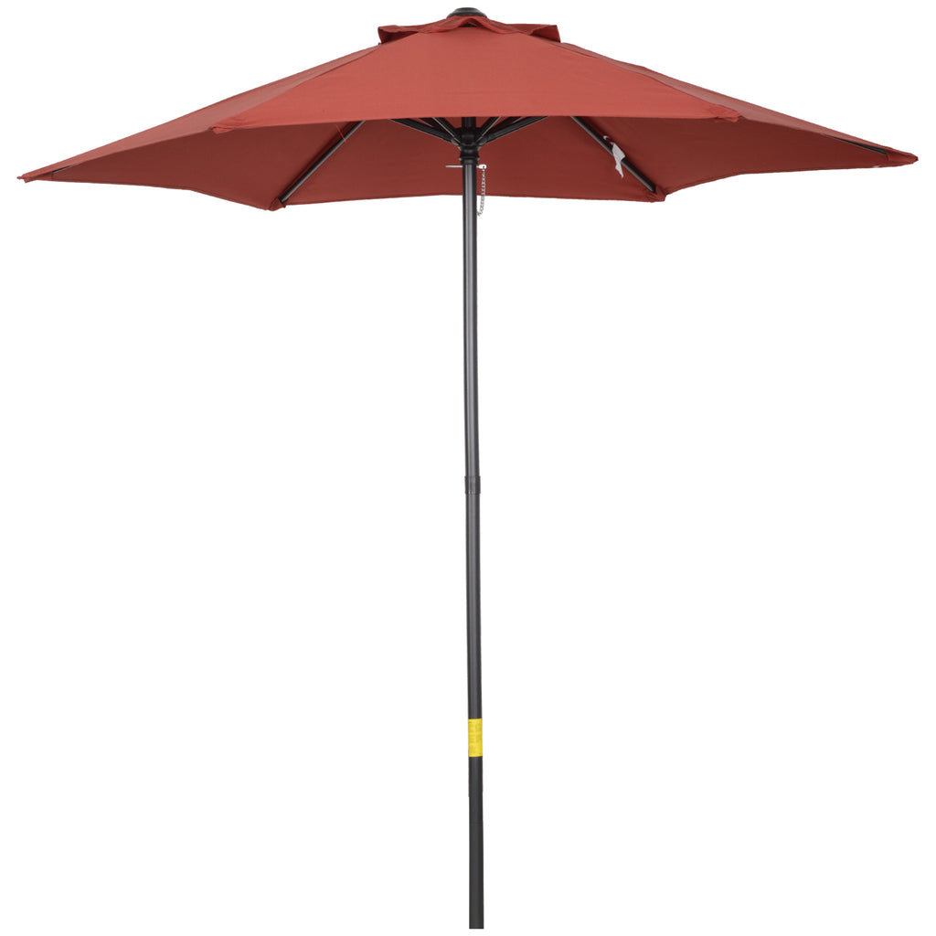 DodiOnline 2m Garden Parasol Umbrella, Outdoor Sun Shade with 6 Sturdy Ribs for Balcony, Bench, Garden, Wine Red