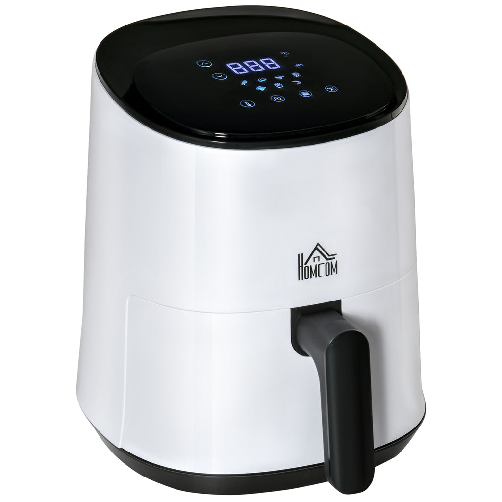 DodiOnline 2.5L Air Fryer, 1300W Air Fryer Oven with Digital  Touch Display, Rapid Air Circulation, Adjustable Temperature, Timer and Dishwasher Safe Basket for Oil Less or Low Fat Cooking, White
