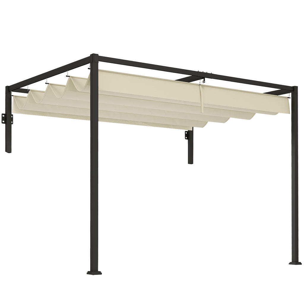DodiOnline 2 x 3(m) Lean To Steel Pergola, with Moving Fabric Canopy - Khaki