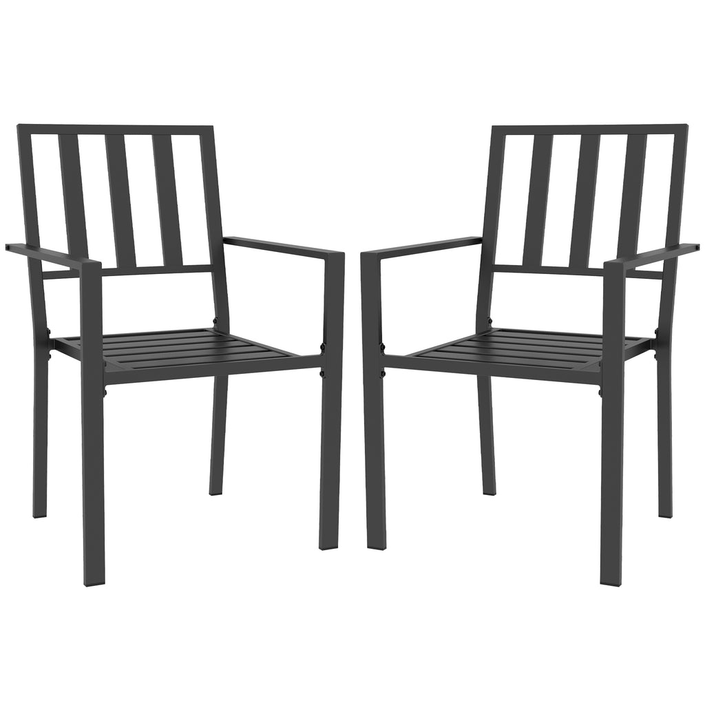 DodiOnline Set of Two Minimal Metal Garden Chairs - Black