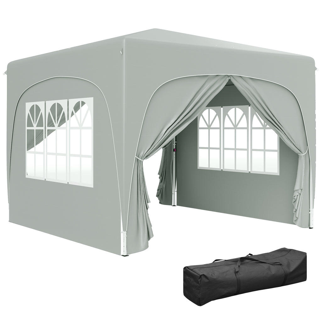 DodiOnline 3 x 3m Pop-Up Gazebo Shelter, with Accessories - Light Grey