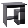 DodiOnline Compact Small Computer Table Wooden Desk Keyboard Tray Storage Shelf Modern Corner Table Home Office Black