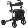 DodiOnline 4 Wheel Rollator with Seat and Back, Folding Mobility Walker with Carry Bag, Adjustable Height, Dual Brakes, Cane Holder, Lightweight Aluminium Walking Frame for Seniors and Disabled, Silver