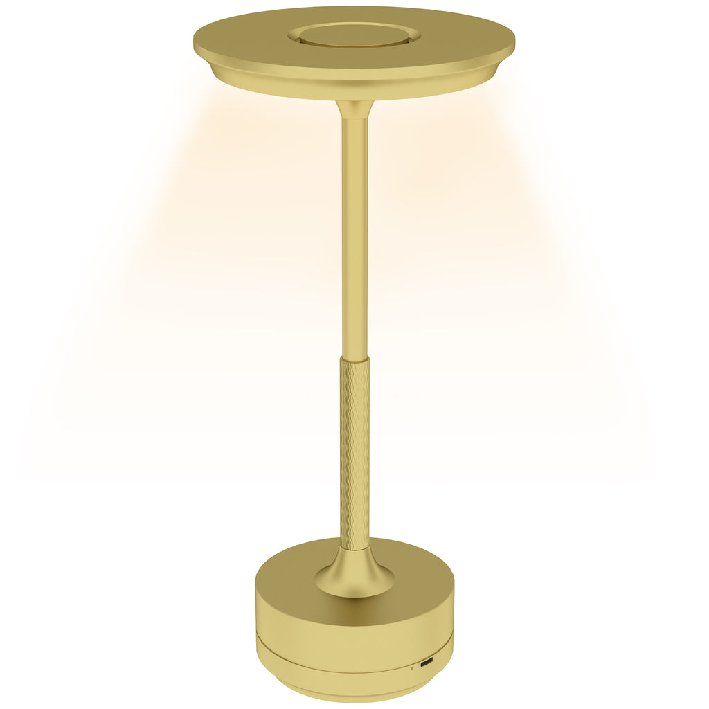 DodiOnline Cordless Table Lamp, Touch LED Desk Lamp with 4000mAh Rechargeable Battery, 3 Colour, for Bedroom Living Room, Gold Tone