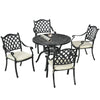 DodiOnline Cast Aluminium 4 Seater Outdoor Dining Set with Cushions Parasol Hole Black