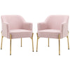DodiOnline Accent Chair, Living Room Armchair, Vanity Chair with Gold Plating Metal Legs and Soft Padded Seat for Bedroom and Café, Set of 2, Pink