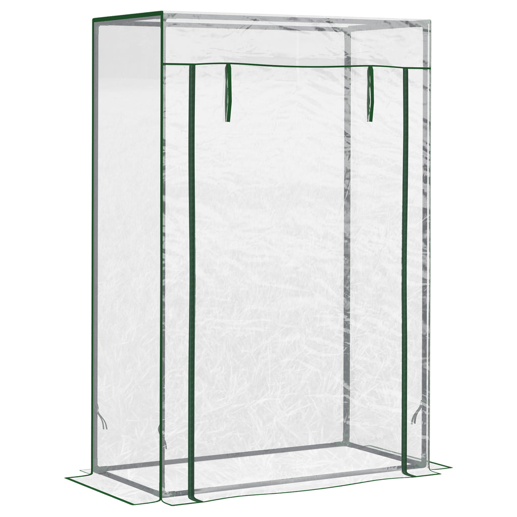 DodiOnline 100 x 50 x 150cm Greenhouse Steel Frame PVC Cover with Roll-up Door Outdoor for Backyard, Balcony, Garden, Transparent