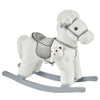 DodiOnline Kids Plush Ride-On Rocking Horse Toy Rocker with Plush Toy Realistic Sounds for Child 18-36 Months White