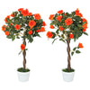 DodiOnline Set of 2 Artificial Plants White Rose Floral in Pot, Fake Plants for Home Indoor Outdoor Decor, 90cm, Orange